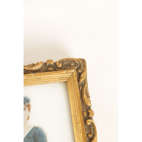 599 - A SET OF FOUR EARLY 20TH CENTURY PAINTINGS ON GLASS depicting a young lady in various costumes - mou... 