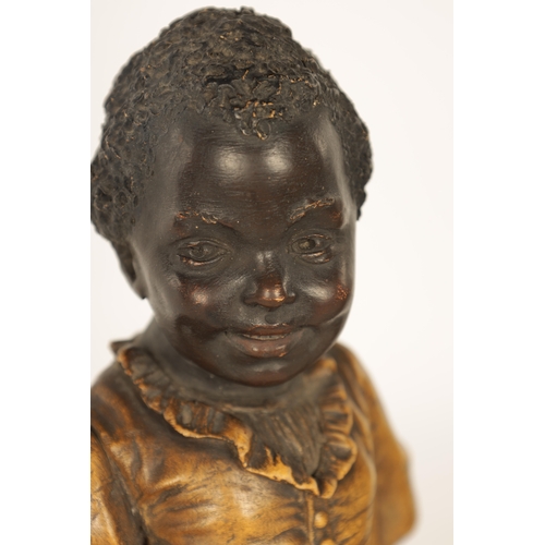 600 - AN AUSTRIAN COLD PAINTED TERRACOTTA FIGURE BY GOLDSCHEIDER modelled as a young girl in cream dress, ... 