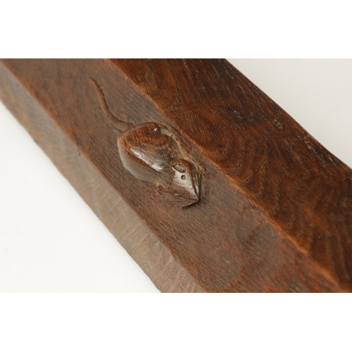 1097 - A GOOD 1930/40'S ROBERT 'MOUSEMAN' THOMPSON ADZED OAK HEARTH KERB of fine dark colour and patina, th... 