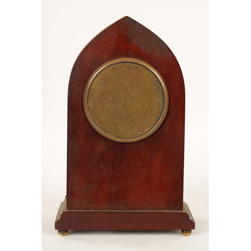 969 - A COLLECTION OF FOUR EDWARDIAN INLAID MANTEL CLOCKS all in mahogany cases with French eight day spri... 