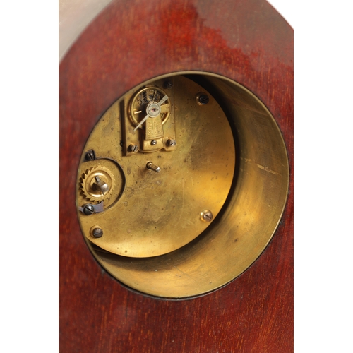 969 - A COLLECTION OF FOUR EDWARDIAN INLAID MANTEL CLOCKS all in mahogany cases with French eight day spri... 