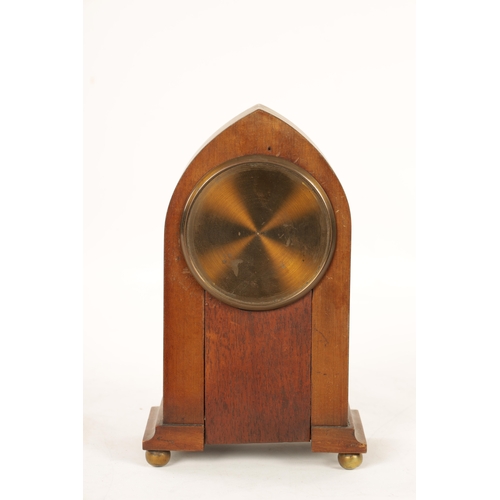 969 - A COLLECTION OF FOUR EDWARDIAN INLAID MANTEL CLOCKS all in mahogany cases with French eight day spri... 