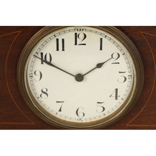 969 - A COLLECTION OF FOUR EDWARDIAN INLAID MANTEL CLOCKS all in mahogany cases with French eight day spri... 