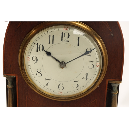 969 - A COLLECTION OF FOUR EDWARDIAN INLAID MANTEL CLOCKS all in mahogany cases with French eight day spri... 