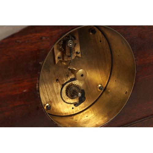 969 - A COLLECTION OF FOUR EDWARDIAN INLAID MANTEL CLOCKS all in mahogany cases with French eight day spri... 