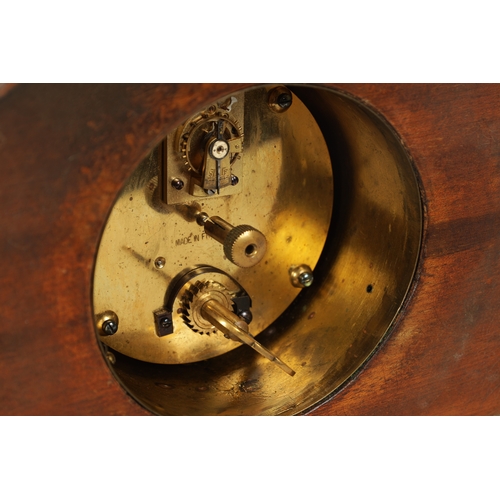 969 - A COLLECTION OF FOUR EDWARDIAN INLAID MANTEL CLOCKS all in mahogany cases with French eight day spri... 