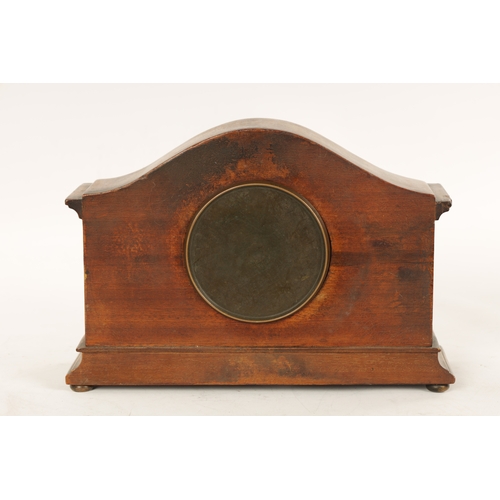 969 - A COLLECTION OF FOUR EDWARDIAN INLAID MANTEL CLOCKS all in mahogany cases with French eight day spri... 
