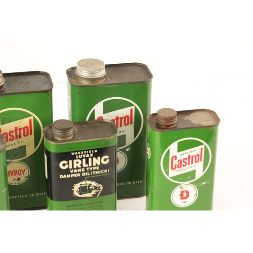 10 - A COLLECTION OF SEVEN CASTROL OIL CANS, most of them still containing the original contents (21cm an... 