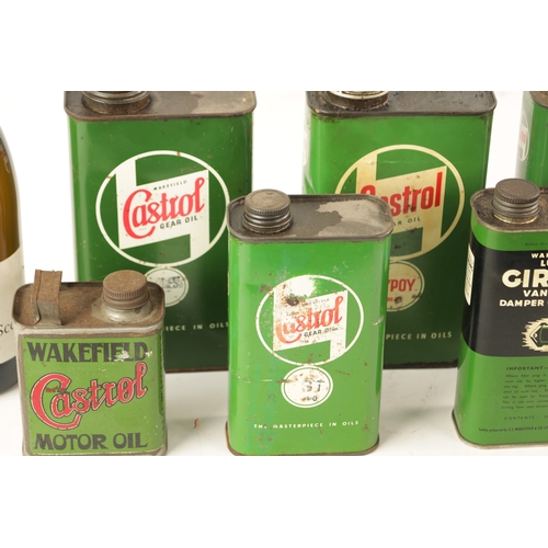 10 - A COLLECTION OF SEVEN CASTROL OIL CANS, most of them still containing the original contents (21cm an... 