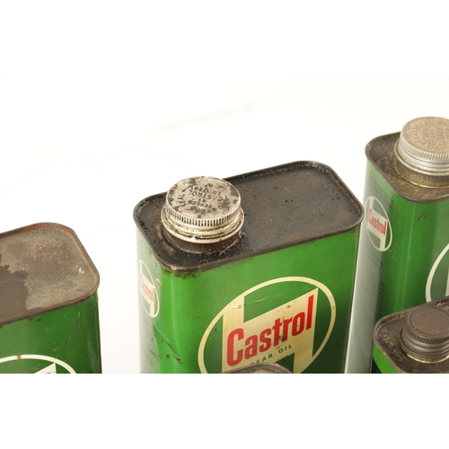 10 - A COLLECTION OF SEVEN CASTROL OIL CANS, most of them still containing the original contents (21cm an... 