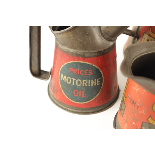 13 - A COLLECTION OF FIVE VINTAGE MOTOR OIL CANS comprising of three Shell oil, a Prices motor oil and a ... 