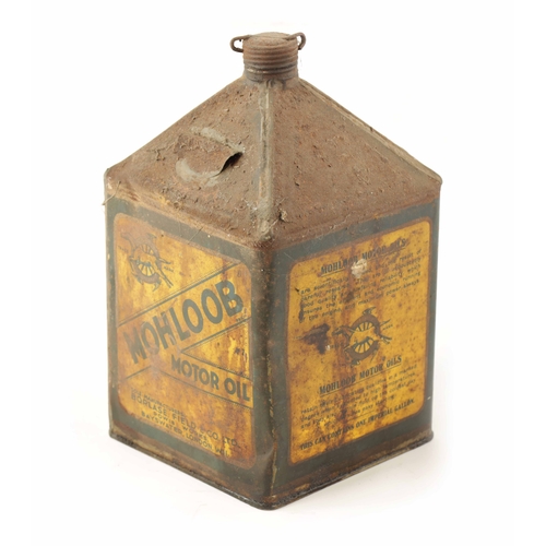 14 - AN EARLY MOHLOOB MOTOR OIL PYRAMID CAN for one gallon. (27cm high)