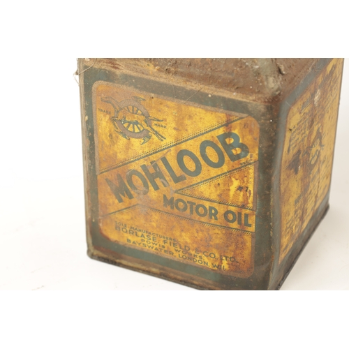 14 - AN EARLY MOHLOOB MOTOR OIL PYRAMID CAN for one gallon. (27cm high)