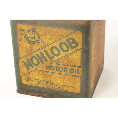 14 - AN EARLY MOHLOOB MOTOR OIL PYRAMID CAN for one gallon. (27cm high)