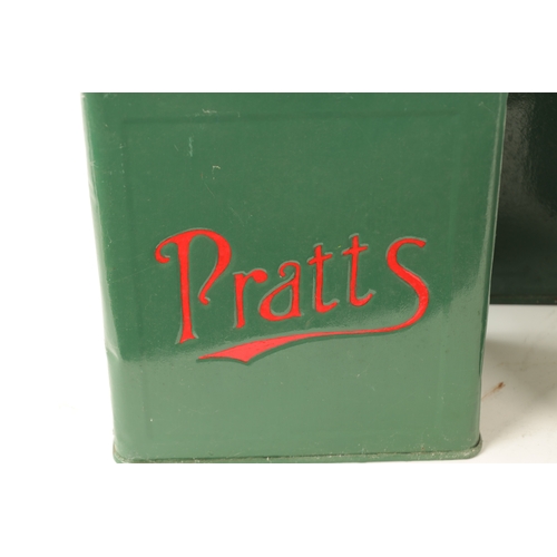 15 - A COLLECTION OF FOUR VINTAGE PETROL CANS two by 'PRATTS' and two by 'ESSO'. (25cm by 28cm by 15cm )