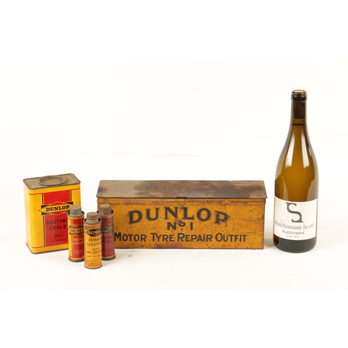 19 - A COLLECTION OF VINTAGE DUNLOP TYRE REPAIR ACCESSORIES including dusting chalk and rubber solution