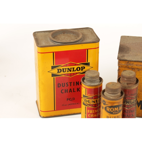 19 - A COLLECTION OF VINTAGE DUNLOP TYRE REPAIR ACCESSORIES including dusting chalk and rubber solution