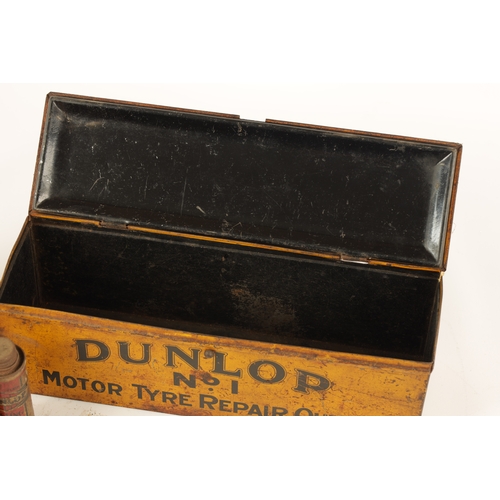 19 - A COLLECTION OF VINTAGE DUNLOP TYRE REPAIR ACCESSORIES including dusting chalk and rubber solution