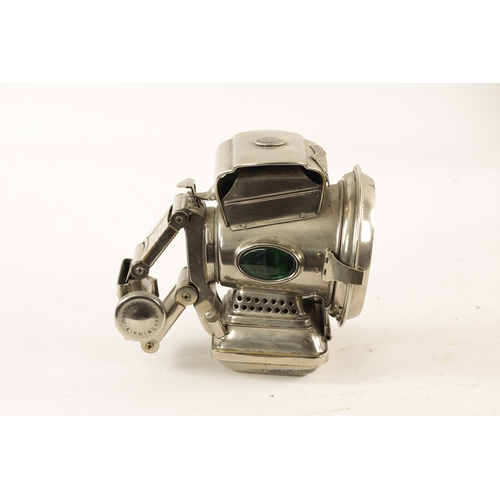 27 - A VINTAGE LUCAS SILVER KING BIRMINGHAM CYCLE LIGHT with clear lens and green-coloured glass side rep... 