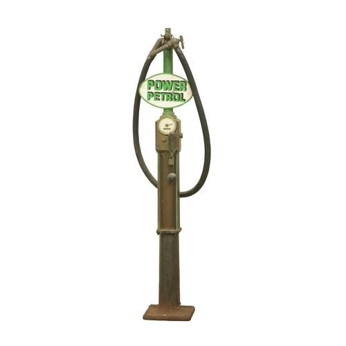 42 - A VINTAGE 'POWER' HAND CRANKED PETROL PUMP