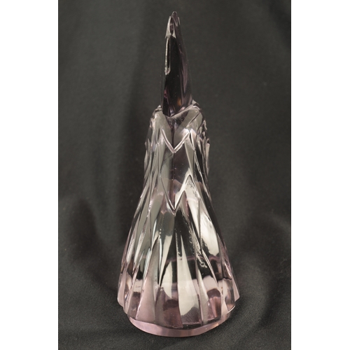 6 - A RENE LALIQUE 'TETE DE COQ' AMETHYST TINTED CLEAR GLASS CAR MASCOT embossed 'LALIQUE FRANCE' (17.5 ... 