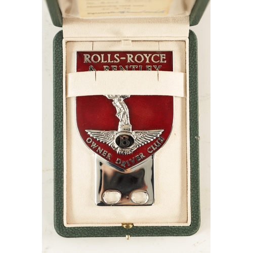 62 - A RARE 'ROLLS-ROYCE & BENTLEY OWNER DRIVER CLUB' ENAMELLED CAR BADGE recently re-enamelled and re-ch... 