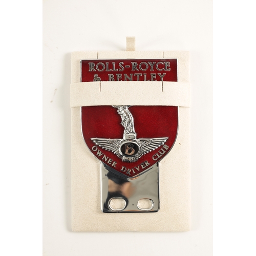 62 - A RARE 'ROLLS-ROYCE & BENTLEY OWNER DRIVER CLUB' ENAMELLED CAR BADGE recently re-enamelled and re-ch... 