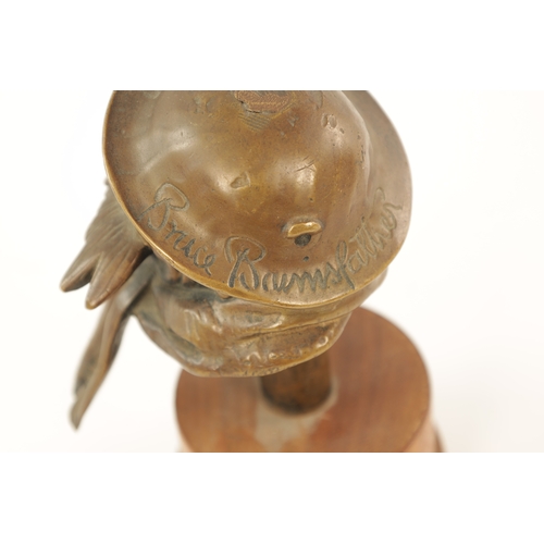 68 - A BRONZE OLD BILL CAR MASCOT BY BRUCVE BAIRNSFATHER, impressed signature on the hat, mounted on late... 