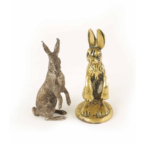 74 - TWO VINTAGE ALVIS RADIATOR MASCOTS modelled as standing hares.