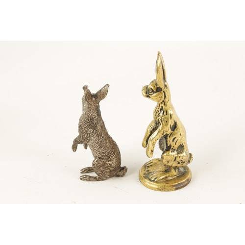 74 - TWO VINTAGE ALVIS RADIATOR MASCOTS modelled as standing hares.