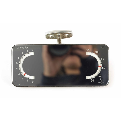 78 - A RARE GERMAN LUFFT REAR VIEW MIRROR with thermometer and altimeter (17.5cm wide)