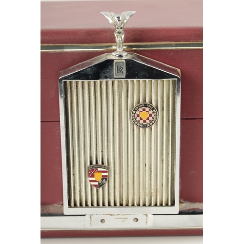 7a - A LATE 20TH CENTURY ROLLS ROYCE LIQIOUR DECANTER SET with chromed Rolls Royce radiator grill to the ... 