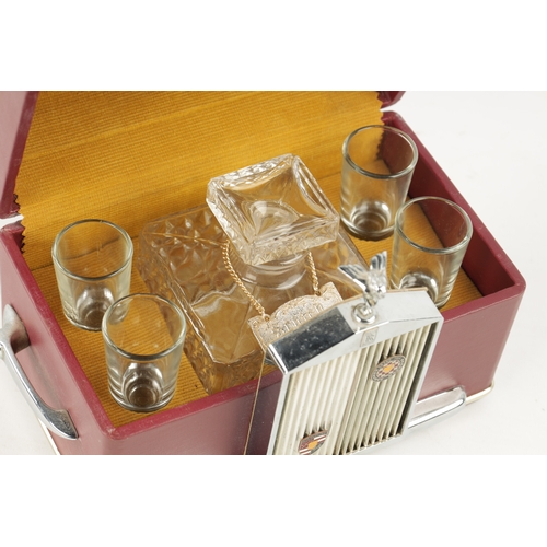 7a - A LATE 20TH CENTURY ROLLS ROYCE LIQIOUR DECANTER SET with chromed Rolls Royce radiator grill to the ... 