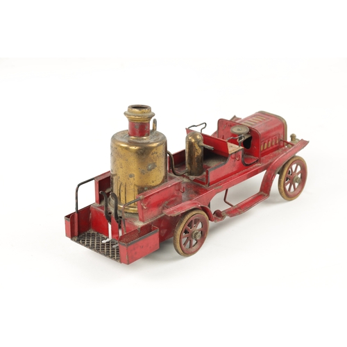 80a - A LATE 20TH CENTURY PRESSED STEEL MUSICAL FIRE 'PUMPER' ENGINE TOY MODEL painted with a red ground a... 