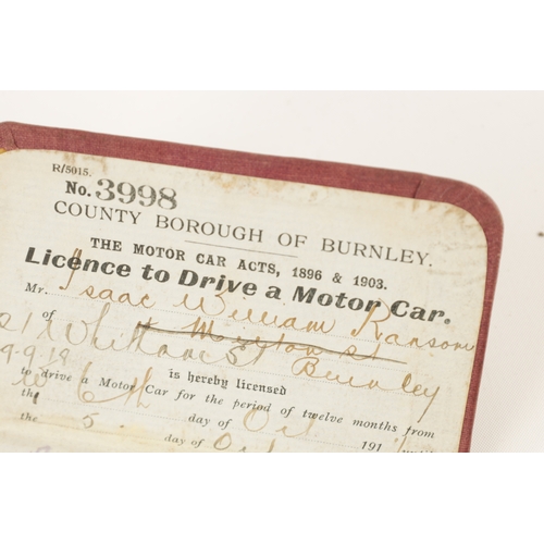 83 - AN ORIGINAL 1909 COUNTY BOROUGH OF BURNLEY DRIVING LICENSE