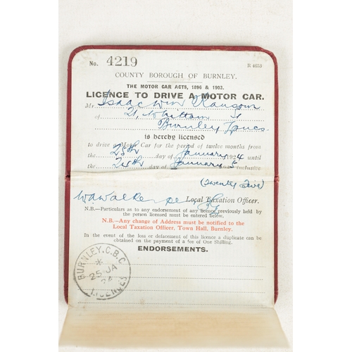 83a - AN ORIGINAL 1924 COUNTY BOROUGH OF BURNLEY DRIVING LICENSE