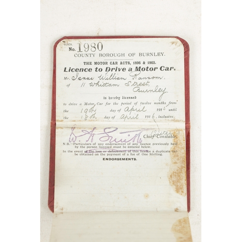 83b - AN ORIGINAL 1915 COUNTY BOROUGH OF BURNLEY DRIVING LICENSE