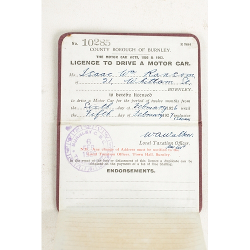 83d - AN ORIGINAL 1926 COUNTY BOROUGH OF BURNLEY DRIVING LICENSE