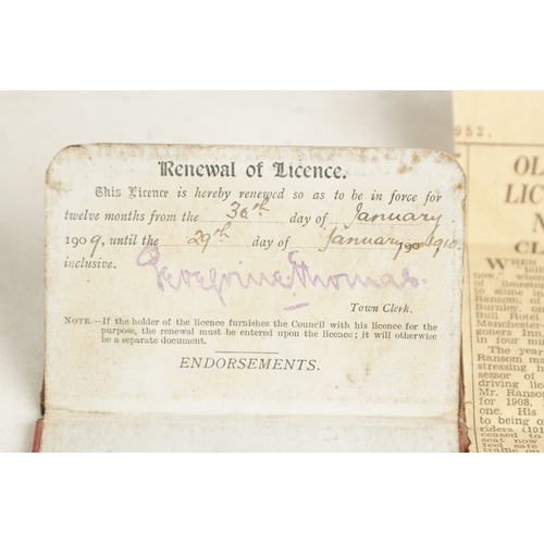 83f - AN ORIGINAL 1908 COUNTY BOROUGH OF BURNLEY DRIVING LICENSE