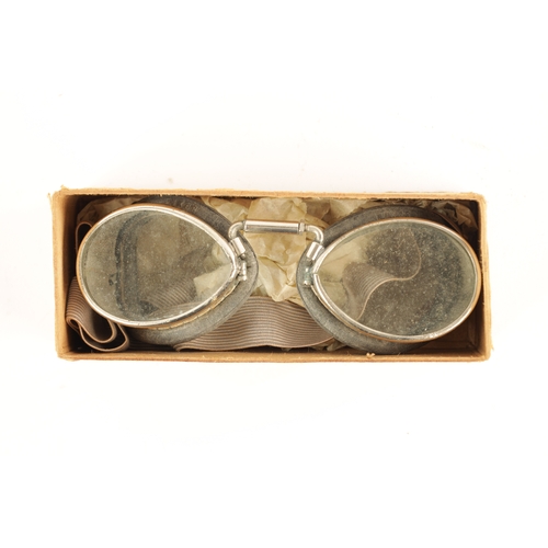 84 - A PAIR OF E.B.MEYROWITZ DRIVING GOGGLES with pivoting nose joints and cushioned cheek pads marked 'L... 