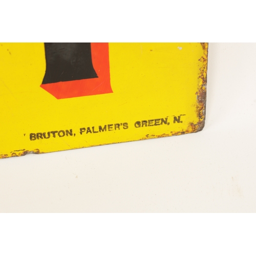 88 - A VINTAGE DOUBLE SIDED ENAMEL PRATT’S SIGN with yellow ground and black text (54cm wide, 46cm high)