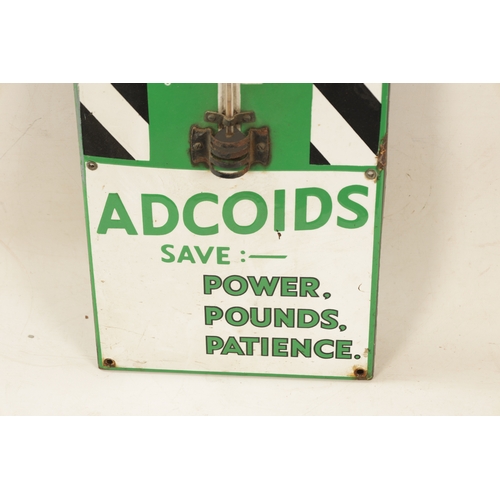 89 - A VINTAGE DUCKHAMS ADCOIDS ENAMEL ADVERTISING SIGN with calibrated thermometer dial to the centre (1... 