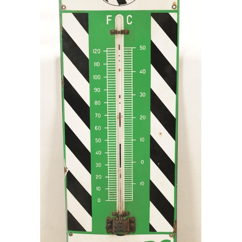 89 - A VINTAGE DUCKHAMS ADCOIDS ENAMEL ADVERTISING SIGN with calibrated thermometer dial to the centre (1... 