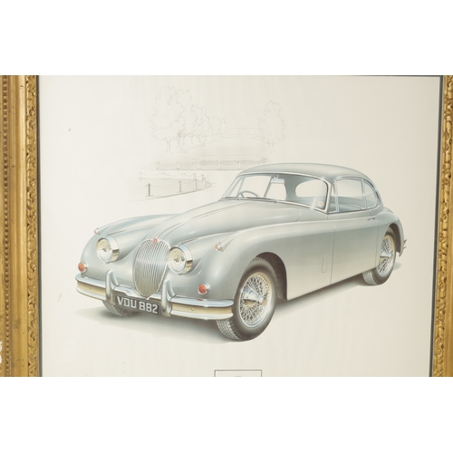 95 - TWO VINTAGE JAGUAR PRINTS one of the 'XK 150' dated 1957, the other of a 'XK Identity chart' - mount... 