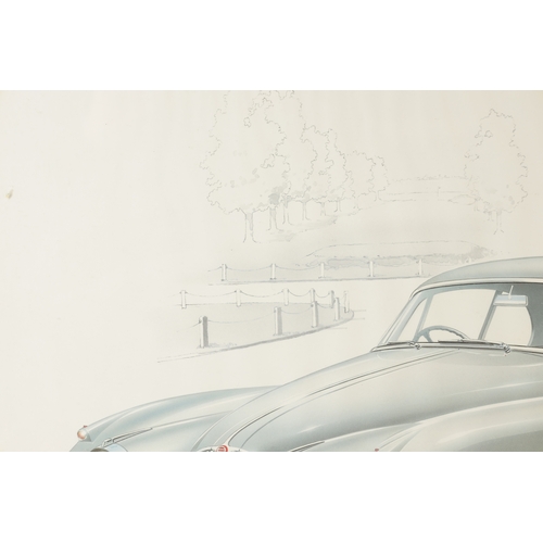 95 - TWO VINTAGE JAGUAR PRINTS one of the 'XK 150' dated 1957, the other of a 'XK Identity chart' - mount... 