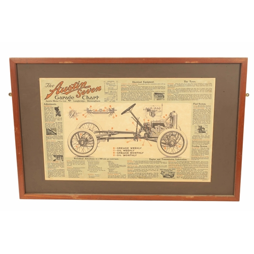 98 - AN AUSTIN SEVEN VINTAGE POSTER mounted on a framed board (118cm wide including frame)