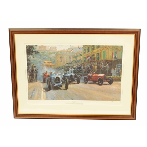 99 - ‘RED AND BLUE’ SIGNED LIMITED EDITION PRINT AFTER ALAN FEARNLEY depicting the start of the 1933 Mona... 