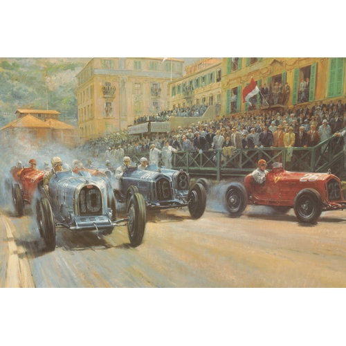 99 - ‘RED AND BLUE’ SIGNED LIMITED EDITION PRINT AFTER ALAN FEARNLEY depicting the start of the 1933 Mona... 