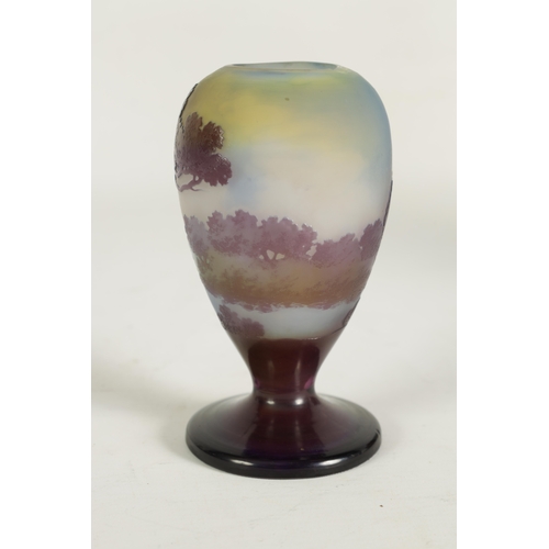 11 - EMILE GALLE. AN ART NOUVEAU CAMEO GLASS NIGHT LIGHT/VEILLEUSE with finely detailed landscape decorat... 