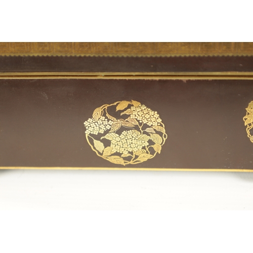 115 - A FINE JAPANESE MEIJI-PERIOD IRONWORK INLAID BOX BY KOMAI finely decorated with mixed metals depicti... 